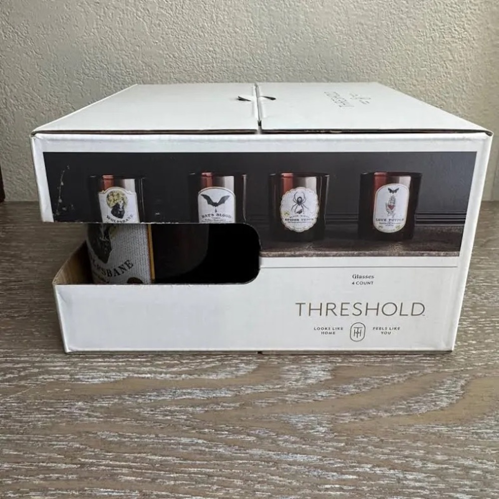Threshold Halloween Potion Tumblers Set of 4 Burgundy Glasses 13.87oz GothicNEW - Picture 4 of 6